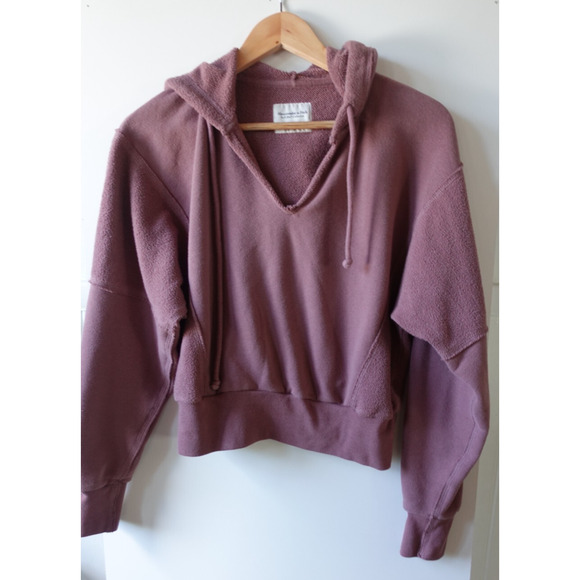 Abercrombie & Fitch Soft AF Cropped Hoodie Womens XS Mauve Relaxed Sweatshirt - Picture 1 of 8